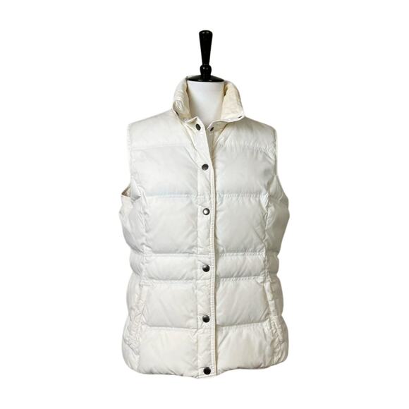 Lands End Quilted Puffer Vest Button Front Collar Solid White Women's Size Large - Picture 1 of 12